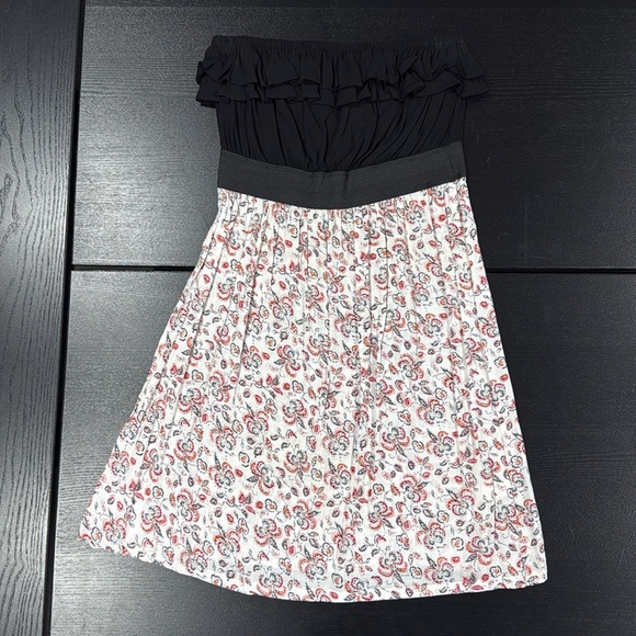PZ Apparel Strapless Ruffle Top Floral Print Lightweight Cotton Mini Dress - L - Picture 6 of 11
